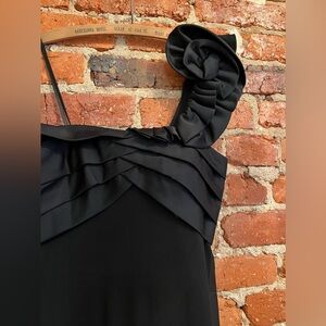 One shoulder black formal maxi dress